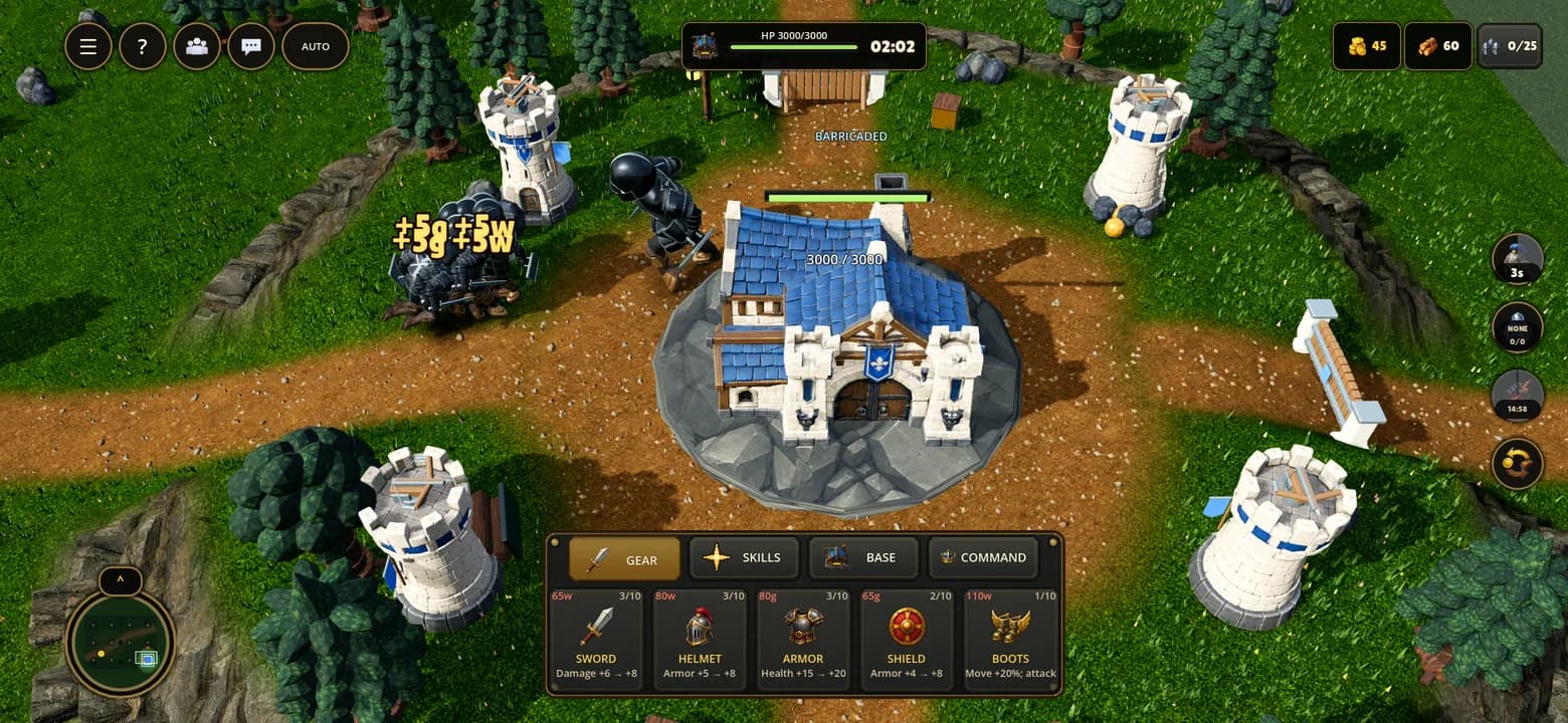 The opening seconds of a match: the first wave forms up in front of the Stronghold