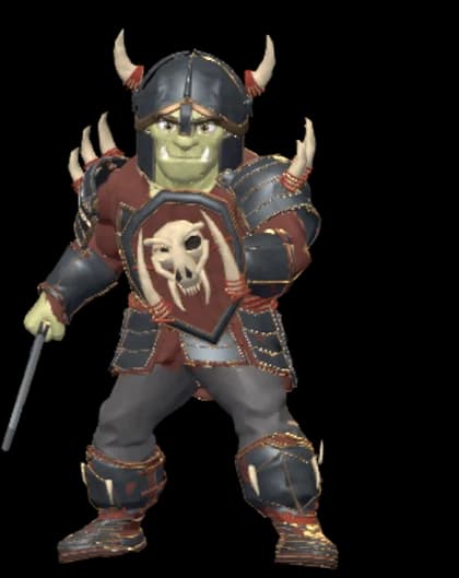 Orc fighter in fully upgraded gear